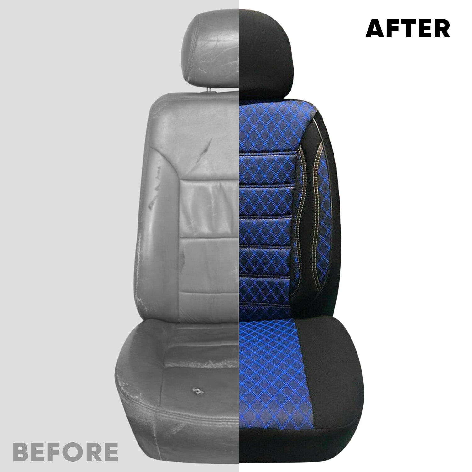 Sitzbezüge Schonbezüge für VW Transporter T6 2015-2025 Schwarz Blau 2 Sitz Vorne OMAC DE