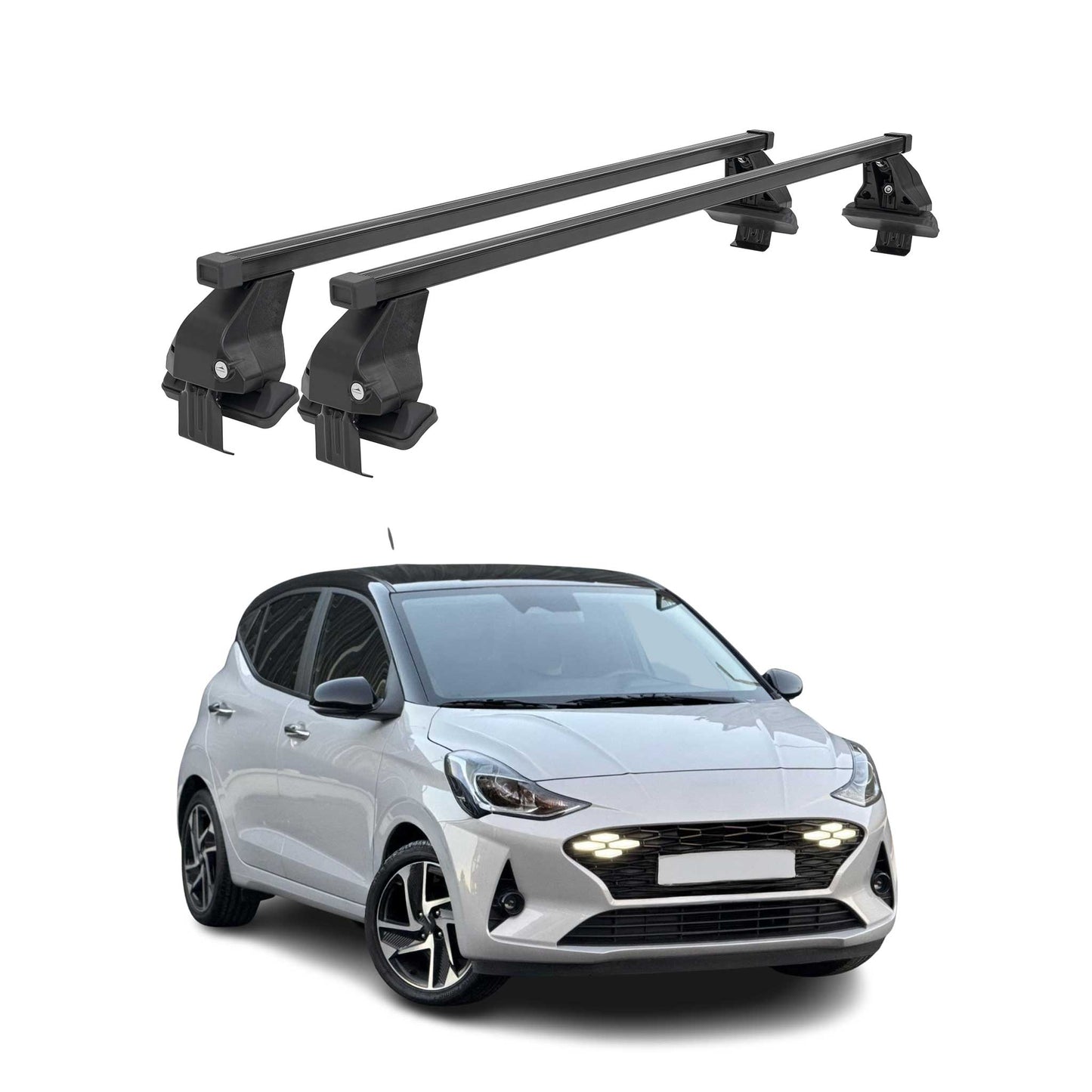 Menabo Dachträger Grundträger für Hyundai i10 III 2023-25 FL Stahl Schwarz 2tlg OMAC DE