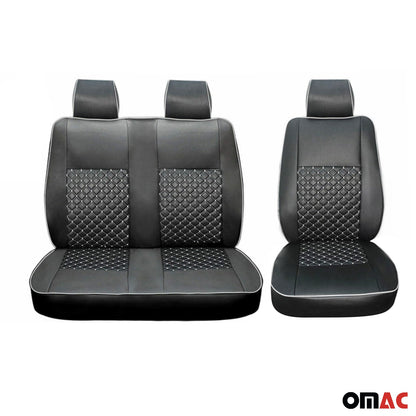 Sitzbezüge Schonbezüge für Fiat Ducato 2006-2024 Kunstleder Schwarz Weiß 2+1 OMAC DE