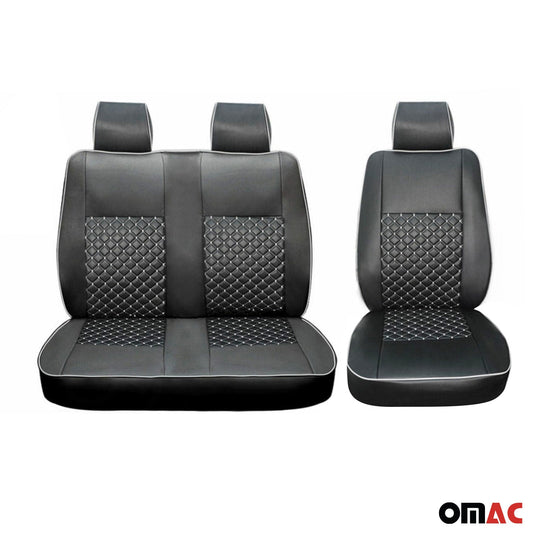 Sitzbezüge Schonbezüge für Fiat Ducato 2006-2024 Kunstleder Schwarz Weiß 2+1 OMAC DE