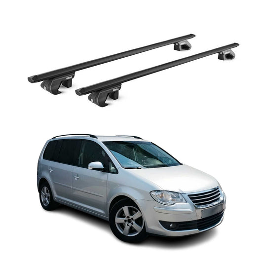 Dachträger Grundtäger für VW Touran 1T 5T 2003-2025 5 tür 90kg Alu Schwarz ABE OMAC DE