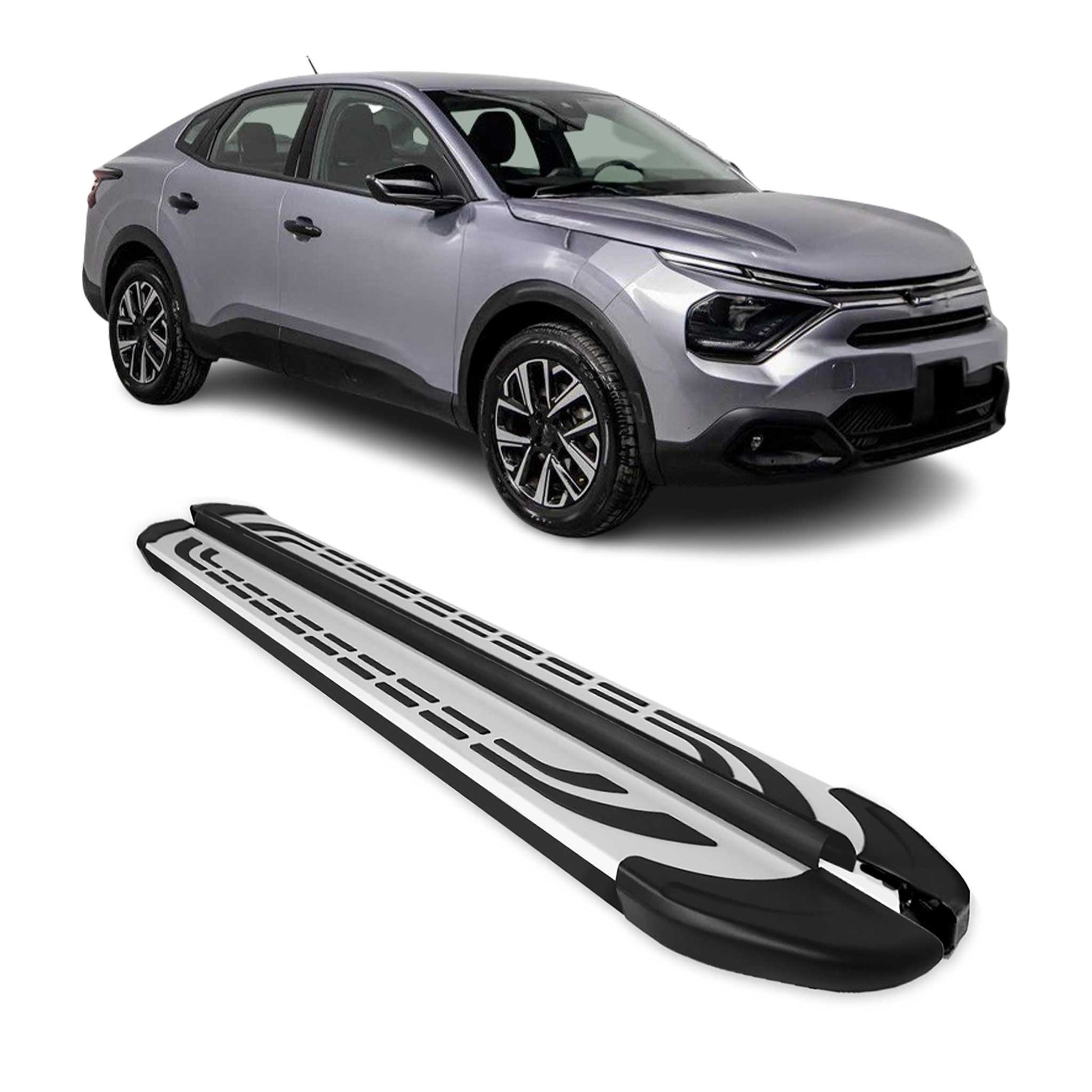 Trittbretter Seitenschweller für Citroen C4 X 2022-2025 Silber Schwarz 2 tlg OMAC DE