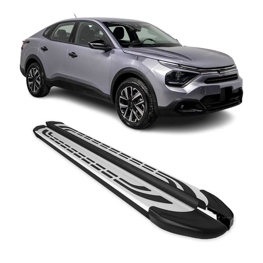Trittbretter Seitenschweller für Citroen C4 X 2022-2025 Silber Schwarz 2 tlg