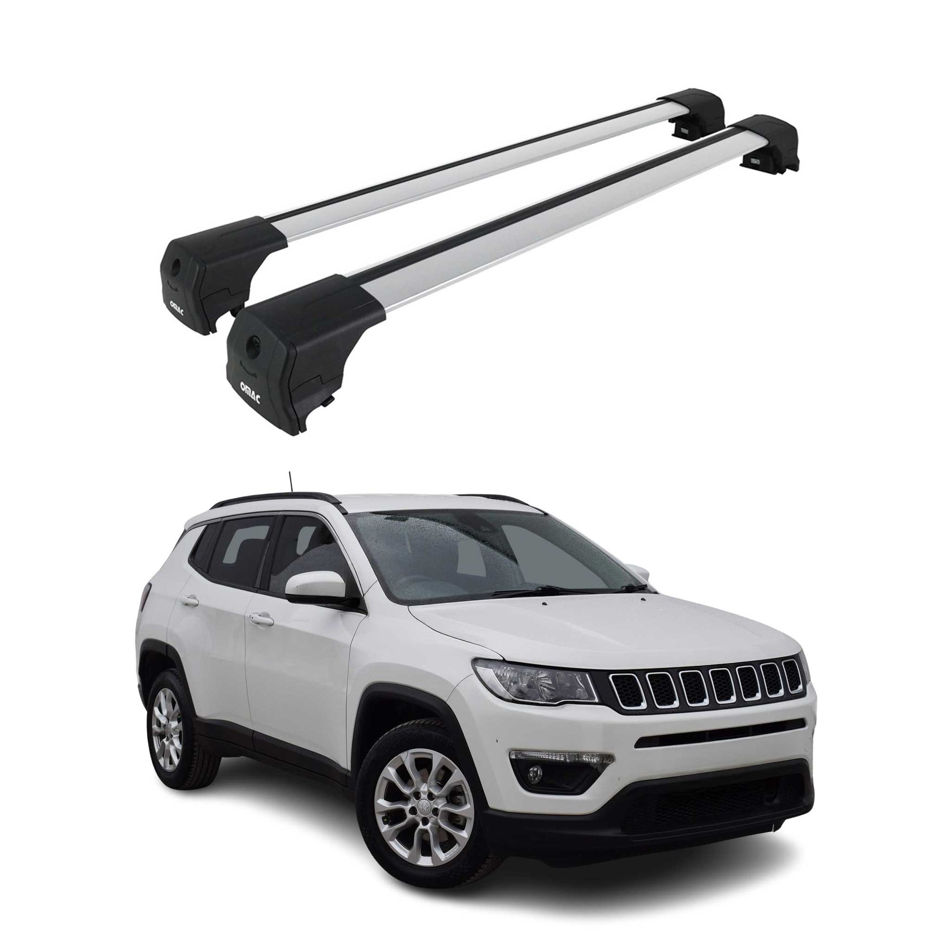 Dachträger Gepäckträger für Jeep Compass 2017-2025 Aluminium Silber 2tlg OMAC DE