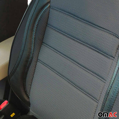 Schonbezüge Sitzbezüge für Ford Transit 2000-2024 Grau Schwarz 2 Sitz Vorne Satz OMAC DE