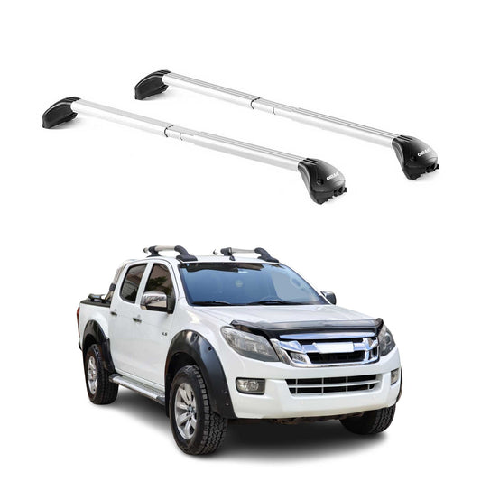 Dachträger Grundtäger für Isuzu D-Max 2012-2019 4 tür 100kg Alu Silber 2 tlg ABE OMAC DE