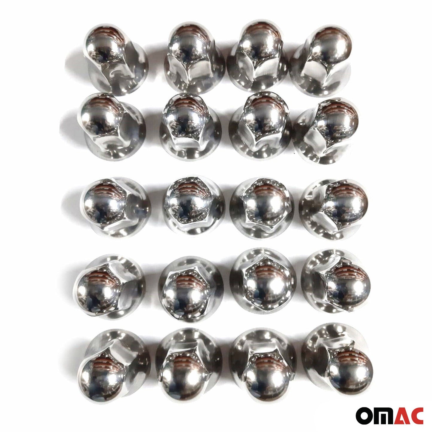 40x Glänzend Chrom Radmutterkappen Schutz Ø32mm für hohe Schrauben / LKW OMAC DE
