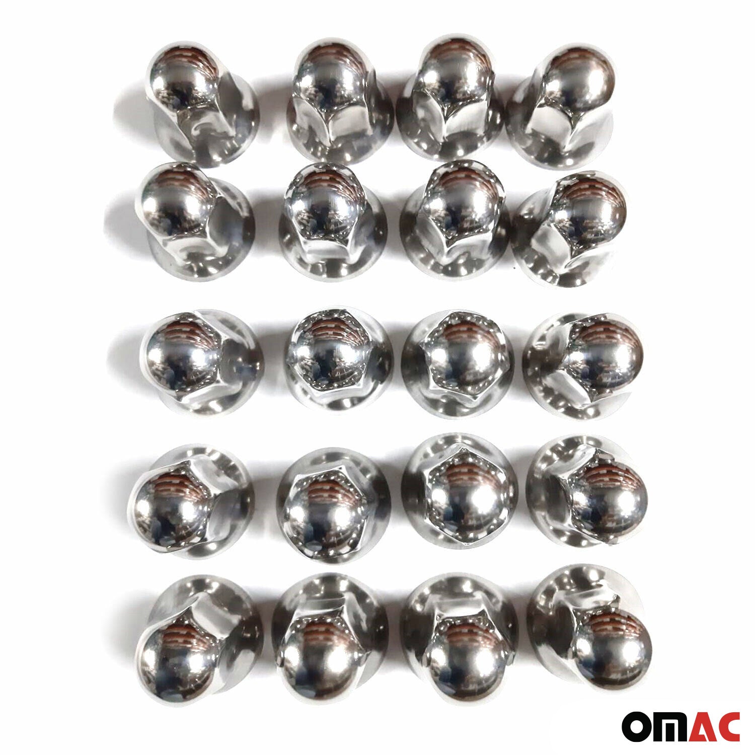 40x Glänzend Chrom Radmutterkappen Schutz Ø32mm für hohe Schrauben / LKW OMAC DE