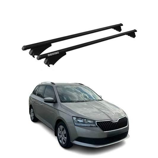 Menabo Dachträger Grundtäger für Skoda Fabia 2014-2025 75kg Alu Schwarz 2 tlg OMAC DE