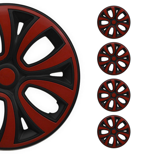 4x Radblenden Radkappen Radzierblenden 16" Zoll Schwarz Rot Glänzend OMAC DE