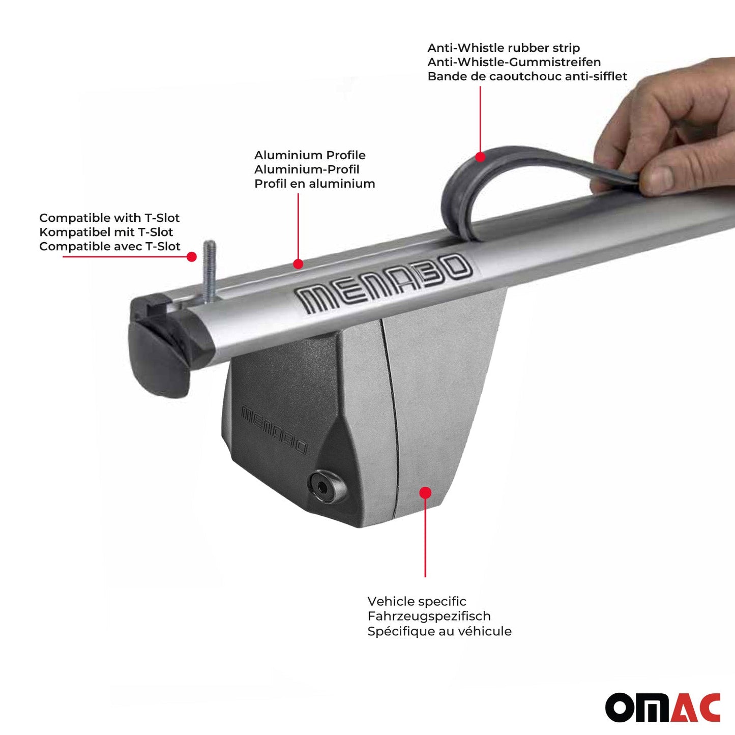 Menabo Dachträger Grundträger für Subaru XV 2011-2018 Querträger ABE Alu Grau OMAC DE