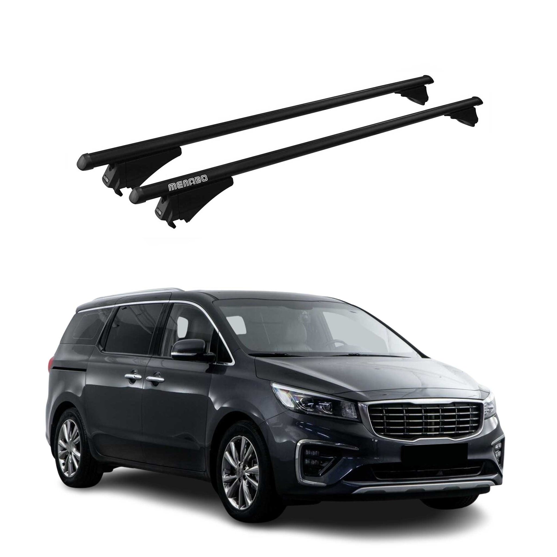 Menabo Dachträger Grundtäger für Kia Carnival 2014-2020 75kg Alu Schwarz 2 tlg OMAC DE