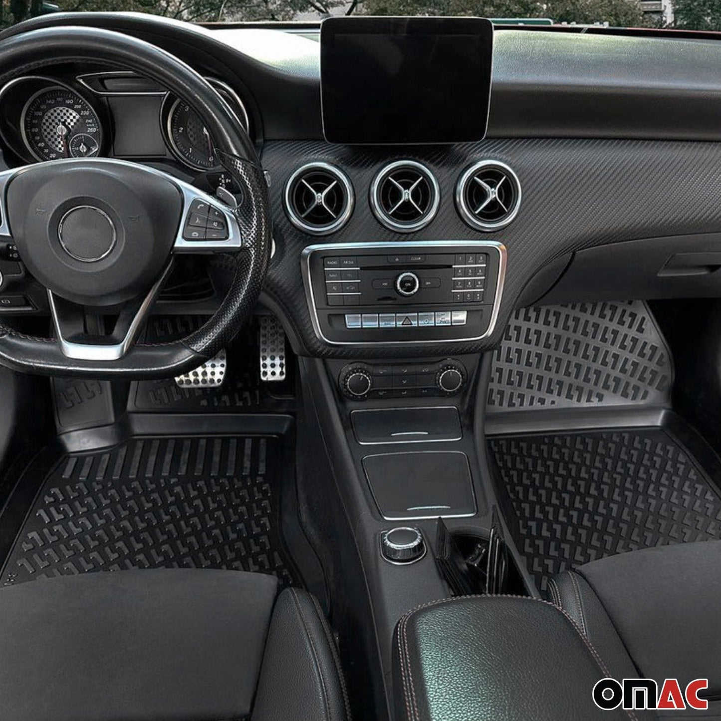 1989-1995 Mercedes E Klasse W124 Fußmatten Zuschneidbar TPE Schwarz 4 tlg