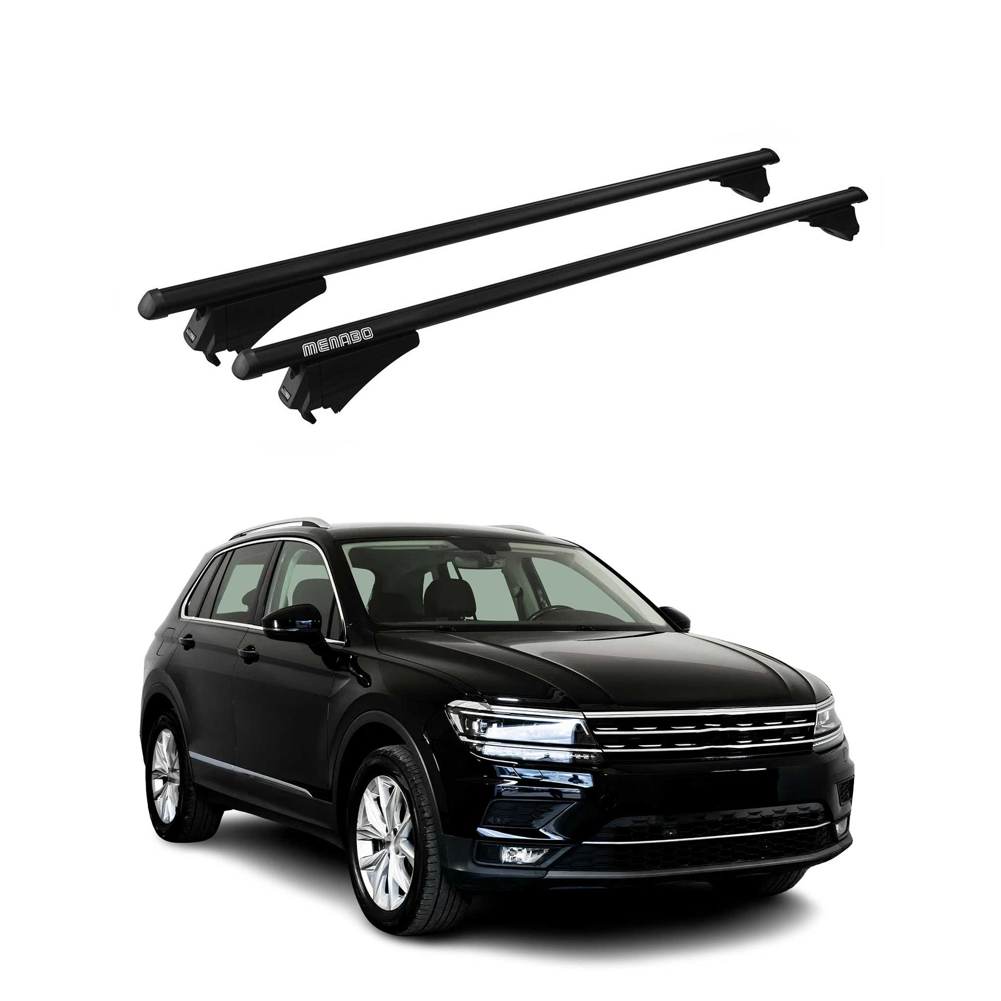 Menabo Dachträger Grundtäger für VW Tiguan mk2 2016-2020 Pre-FL 75kg Alu Schwarz OMAC DE