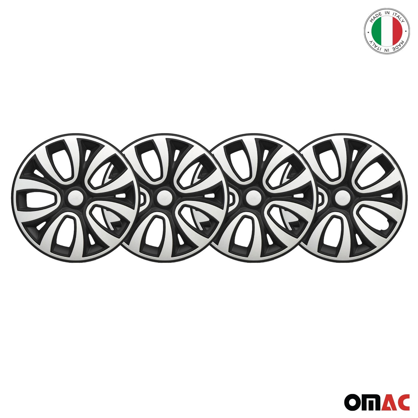 4x Radblenden Radkappen Radzierblenden 16" Zoll Schwarz Weiß OMAC DE