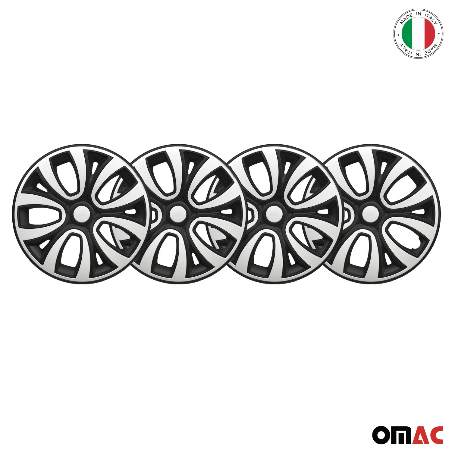 4x Radblenden Radkappen Radzierblenden 16" Zoll Schwarz Weiß OMAC DE