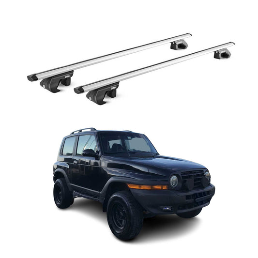 Dachträger Grundtäger für SsangYong Korando 1996-2006 3 tür 90kg Alu Grau 2x ABE OMAC DE
