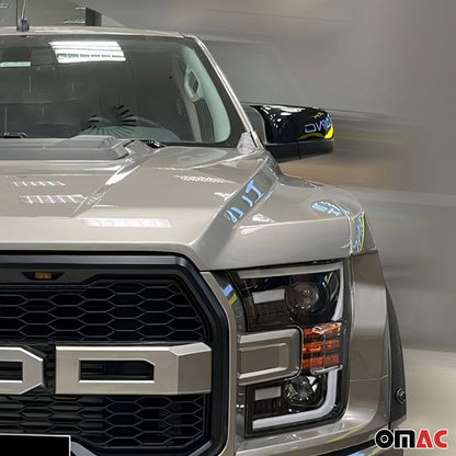 Spiegelkappen Spiegelabdeckung für Ford Ranger 2015-2024 ABS Schwarz Glanz 2tlg OMAC DE