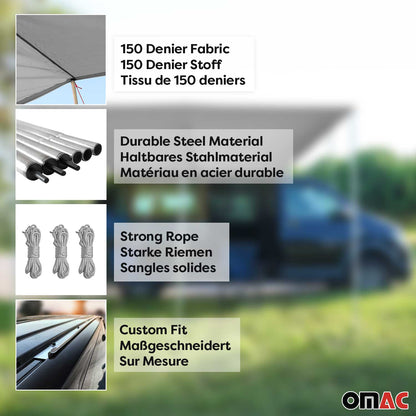 Sonnensegel Kederschiene Vorzelt Satz für Ford Tourneo Custom 2013-22 L2 Alu OMAC DE