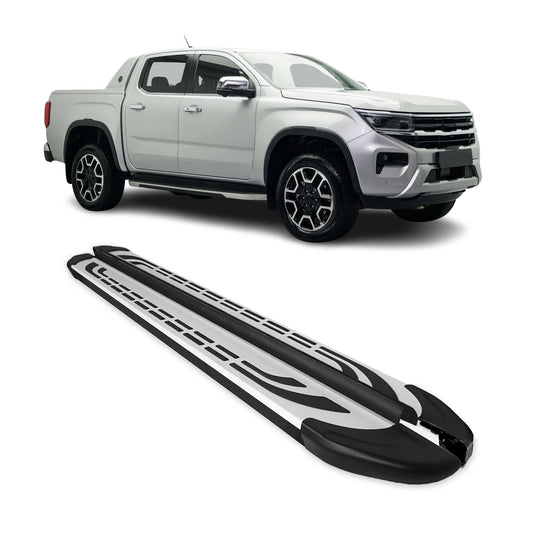 Trittbretter Seitenschweller für VW Amarok DoubleCab 2022-2024 Silber Schwarz 2x