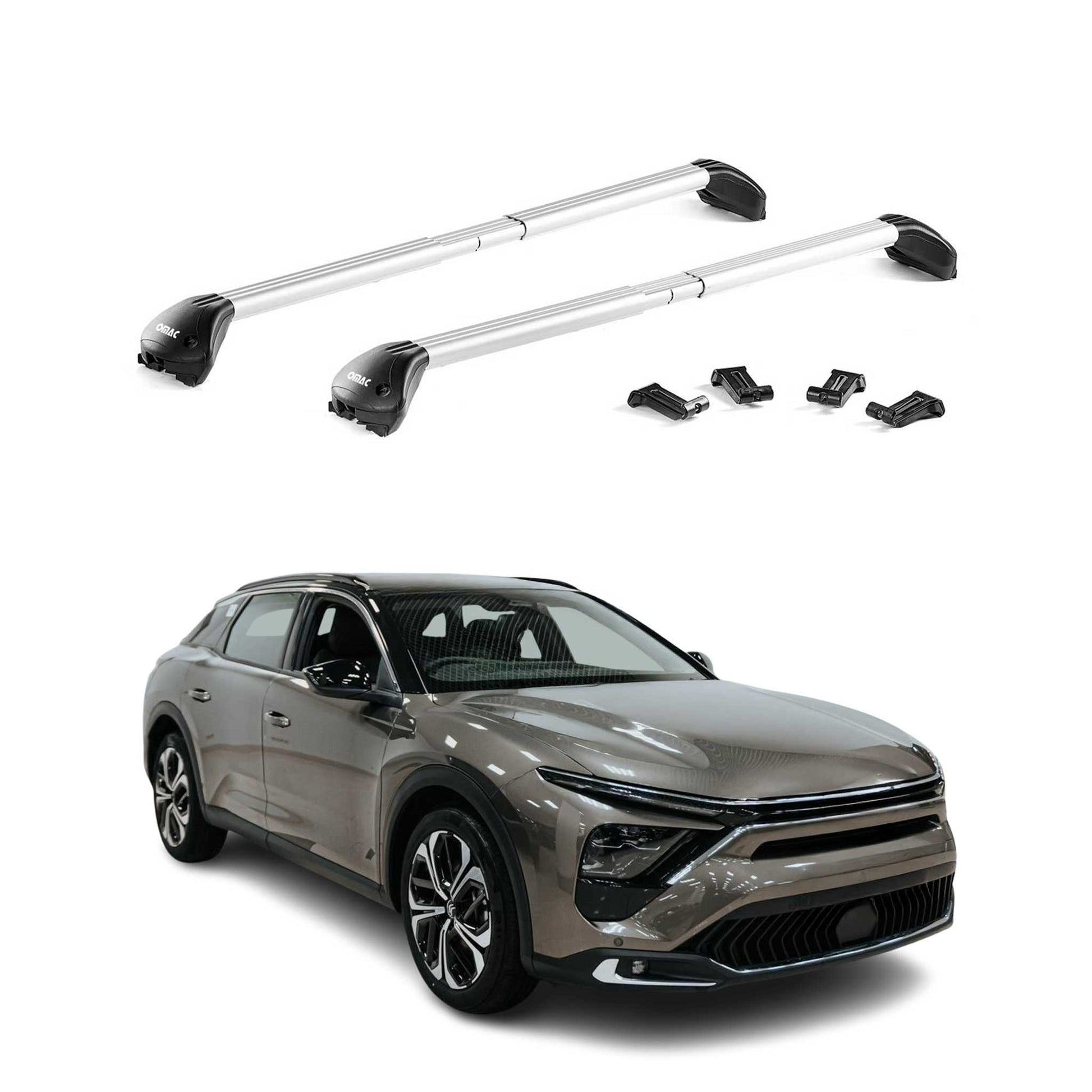 Dachträger Grundtäger für Citroen C5 X 2022-2025 100kg Aluminium Silber 2x ABE OMAC DE