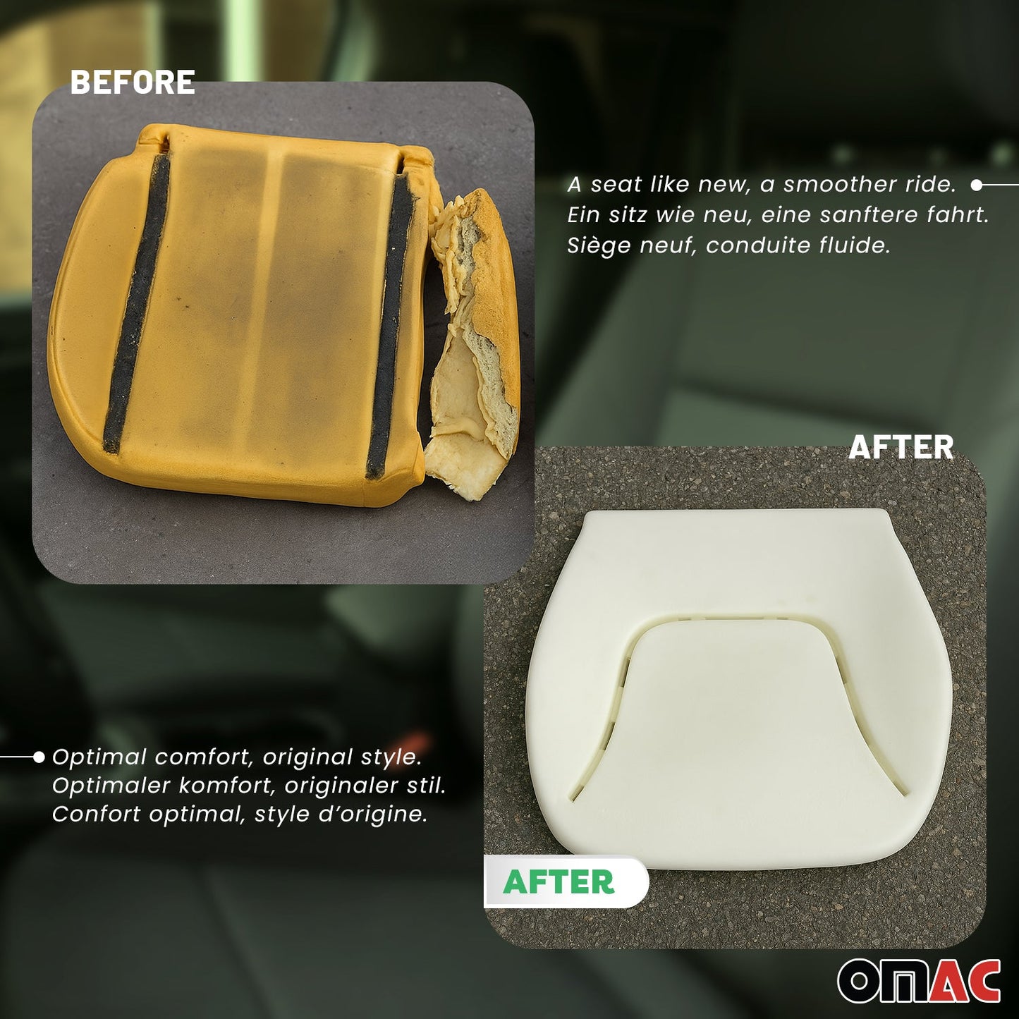 Sitzpolster Auto Schaumstoff Schaumpolster für Peugeot Expert 2006-16 Sandfarben OMAC DE