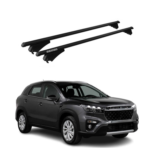 Menabo Dachträger für Suzuki SX4 S-Cross mk2 2016-2021 FL 75kg Alu Schwarz 2x OMAC DE