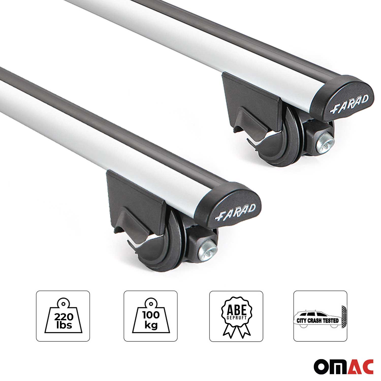 Dachträger Grundtäger für Audi Q3 mk1 2011-2018 100kg Aluminium Silber 2 tlg ABE OMAC DE