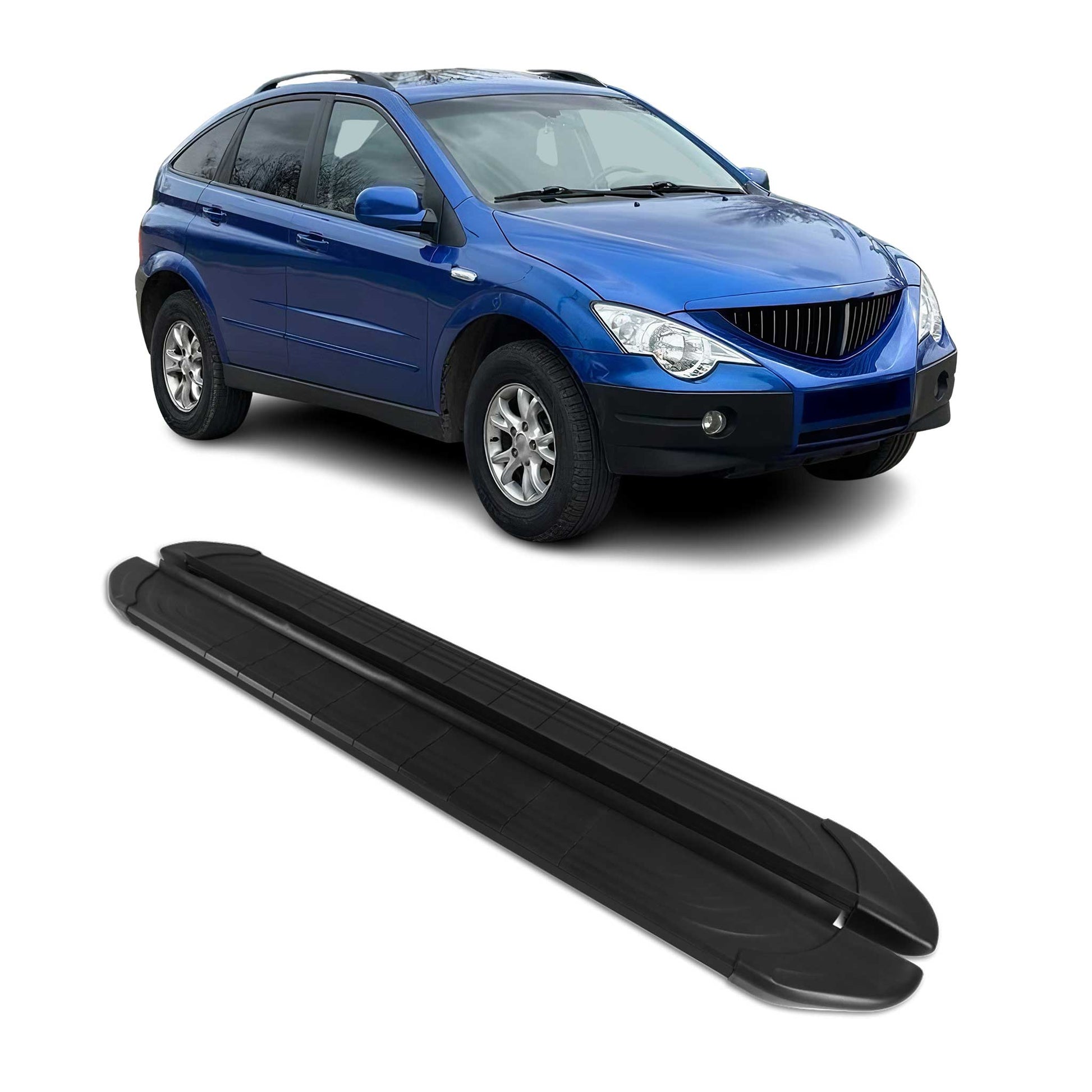 Trittbretter Seitenbretter für SsangYong Actyon Sport 2007-2018 Alu Schwarz OMAC DE
