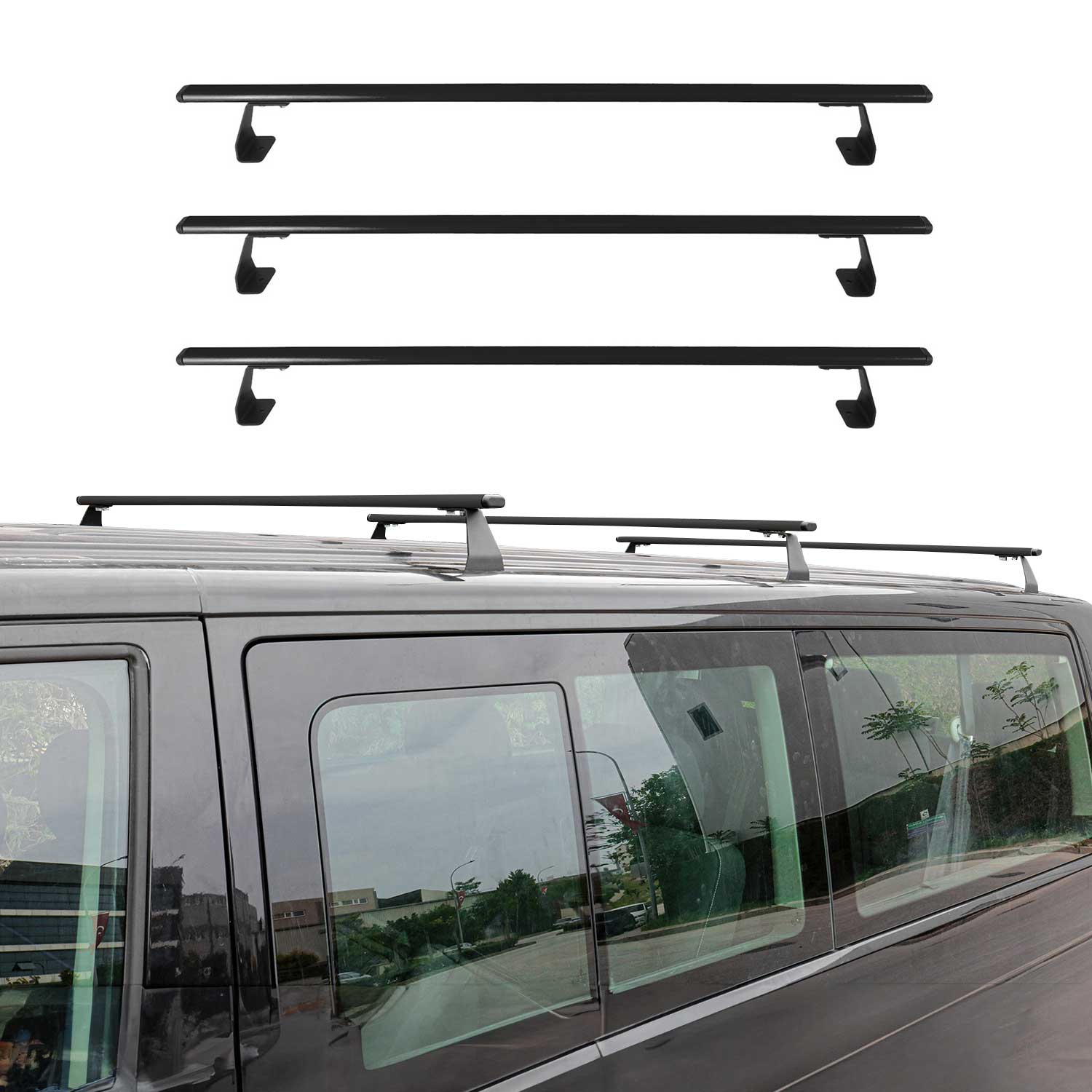 Dachträger für Ford Transit Custom / Tourneo Custom 2023-25 75kg Schwarz 3tlg OMAC DE