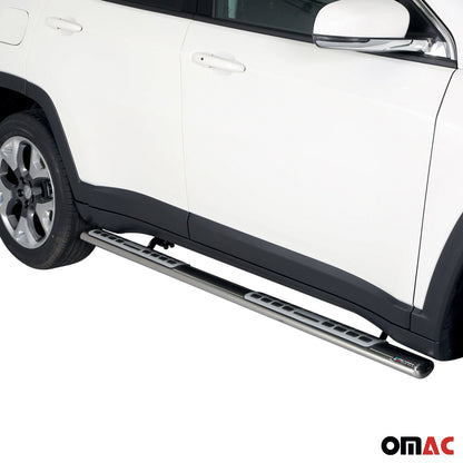 Edelstahl Seitenschweller Schwellerrohre für Jeep Compass 2016-2021 Silber OMAC DE