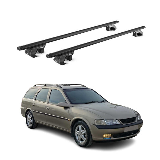 Dachträger Grundtäger für Opel Vectra B Kombi 1995-2002 90kg Alu Schwarz 2x ABE OMAC DE