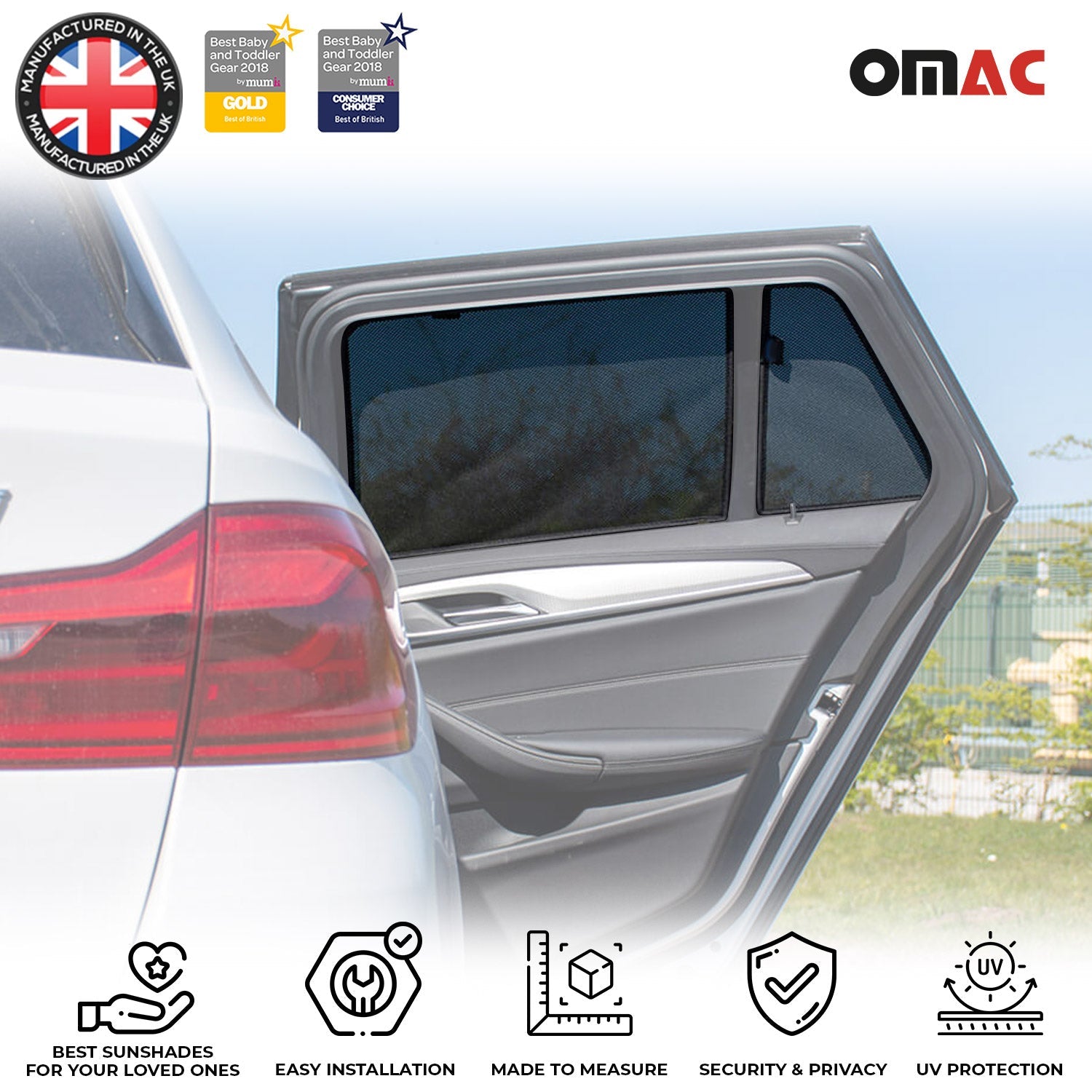 Sonnenschutz Seitenfenster für BMW 5er Touring G31 2017-2023 Heckscheibe 2tlg OMAC DE