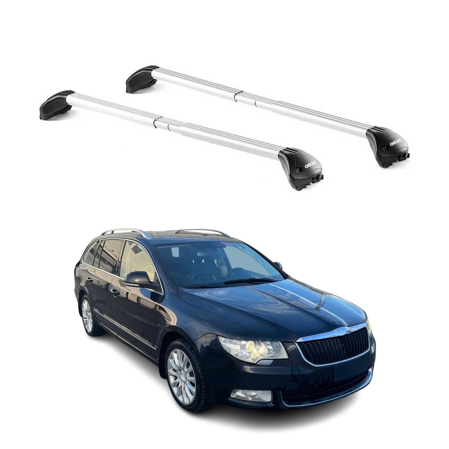 Dachträger für Skoda Superb mk2 Kombi 2008-2015 5 tür 100kg Alu Silber 2x ABE OMAC DE
