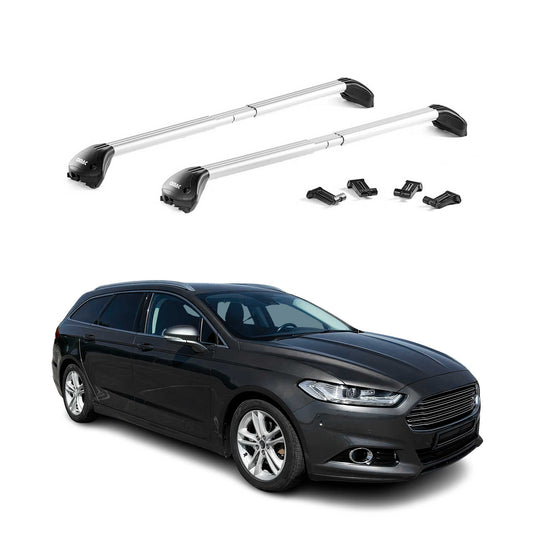 Dachträger Grundtäger für Ford Mondeo Kombi 2014-2022 100kg Alu Silber 2 tlg ABE OMAC DE