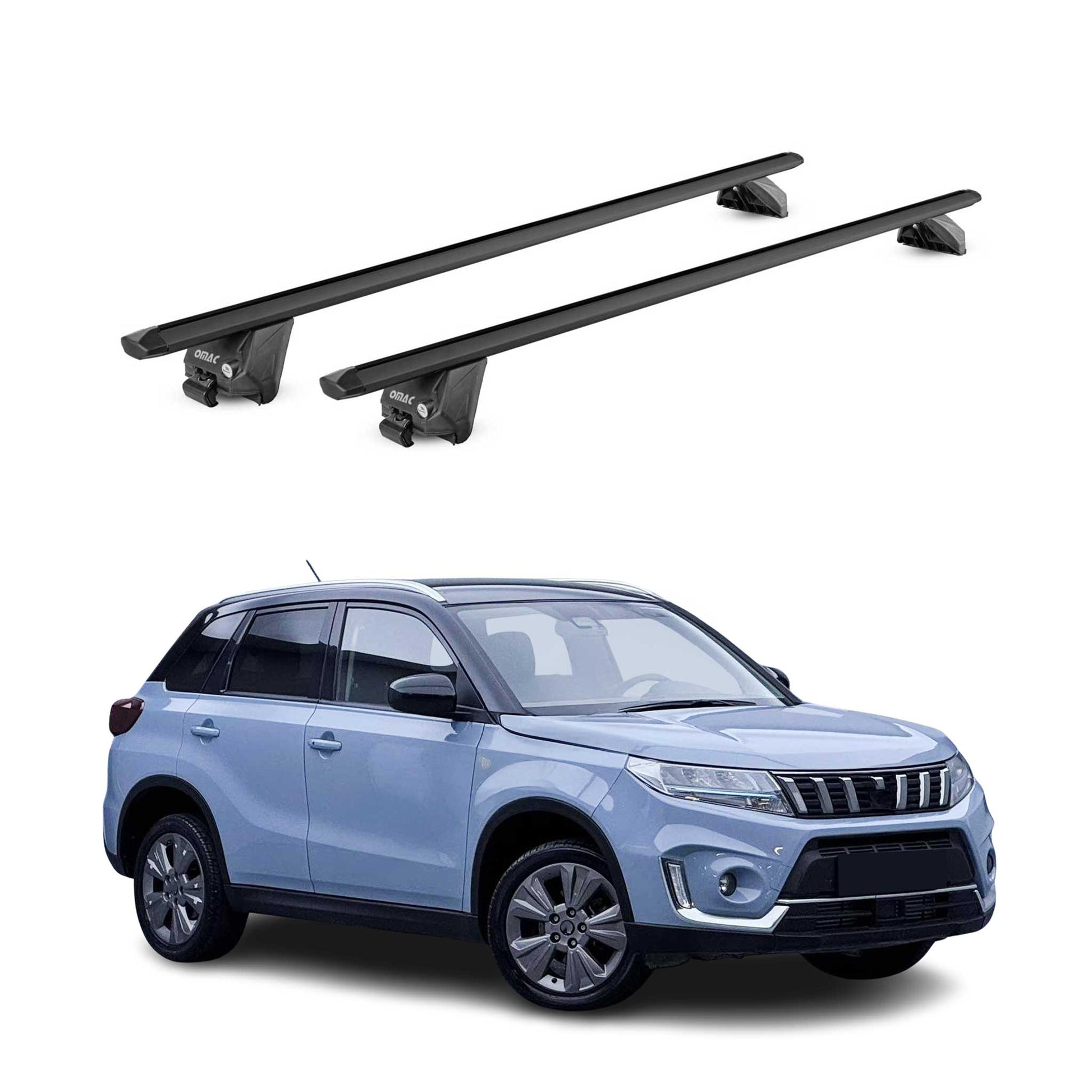 Dachträger Grundtäger für Suzuki Vitara mk4 2015-2025 100kg Alu Schwarz 2x ABE OMAC DE