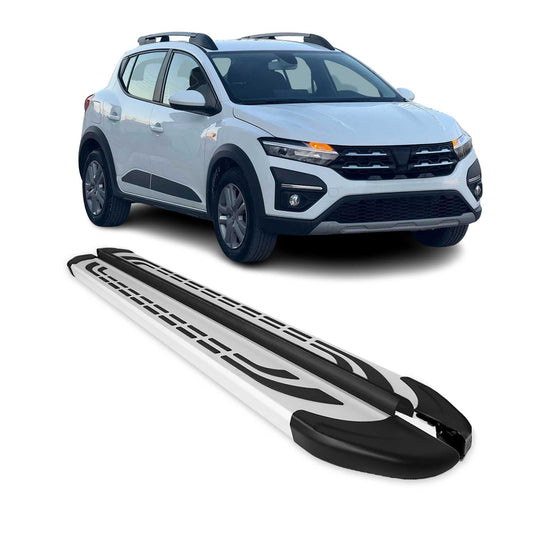 Seitenschweller Seitenbretter für Dacia Sandero Stepway 2021-2025 Alu Silber OMAC DE