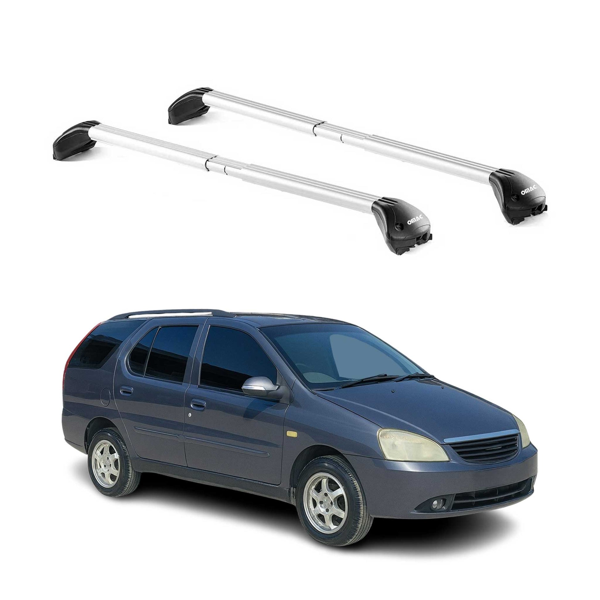 Dachträger für Tata Indigo mk1 Kombi 2002-2006 5 tür 100kg Alu Silber 2x ABE OMAC DE