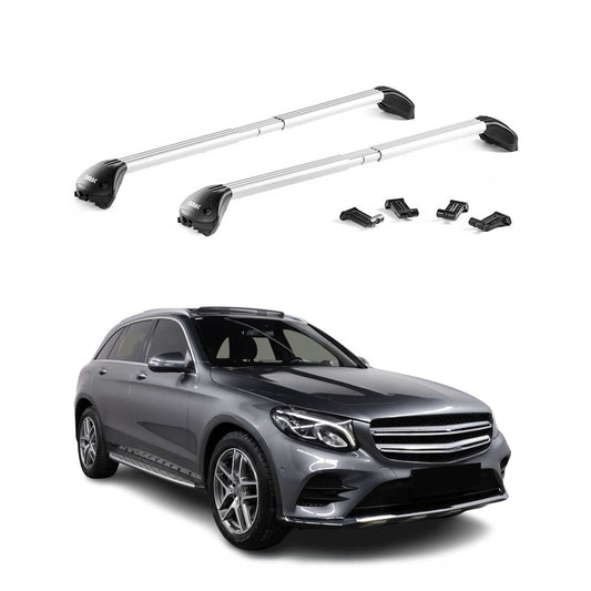Dachträger Grundtäger für Mercedes GLC X253 2015-2022 100kg Alu Silber 2x ABE OMAC DE