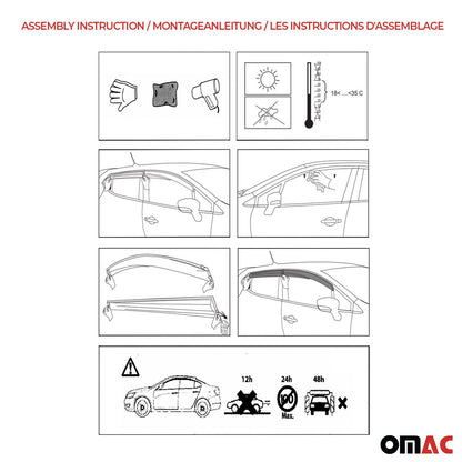 Windabweiser Regenabweiser für Renault Clio 5 2019-2025 Schwarz 4x