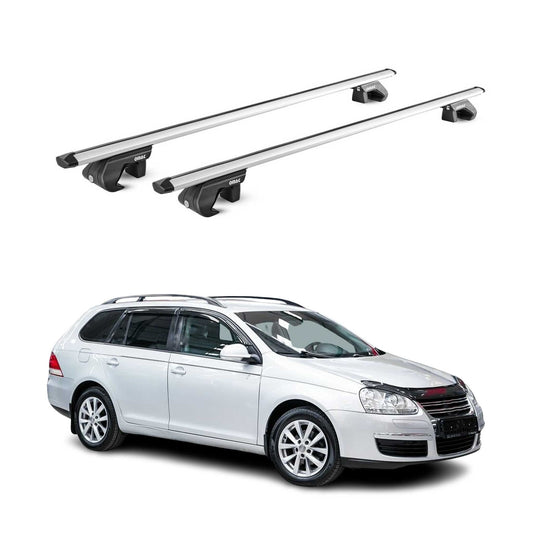 Dachträger für VW Golf MK5 MK7 Kombi Alltrack 2007-2020 90kg Alu Silber 2x ABE OMAC DE