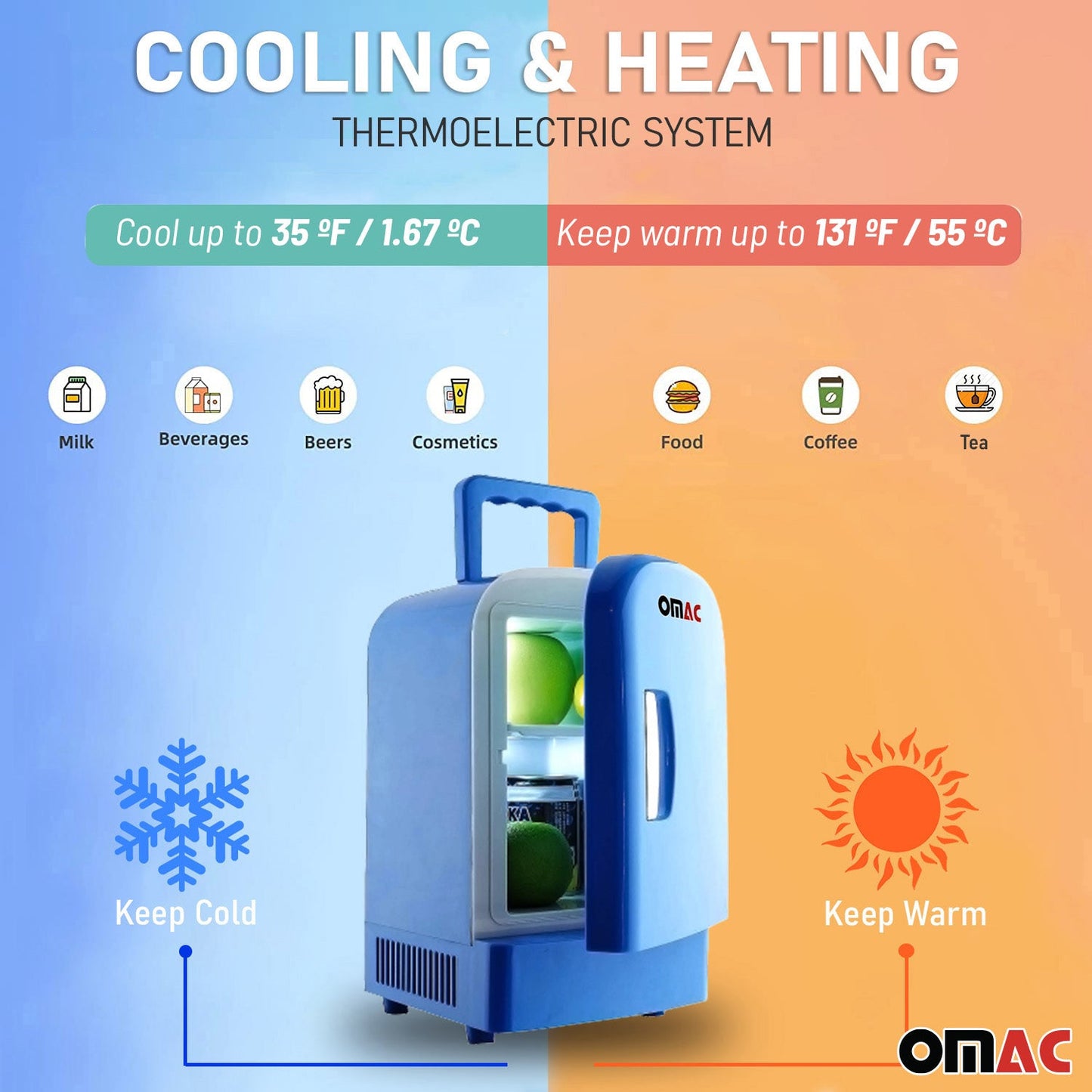 Mini Kühlschrank 4 Liter Kühler & Wärmer 12V DC Portable für Auto OMAC DE