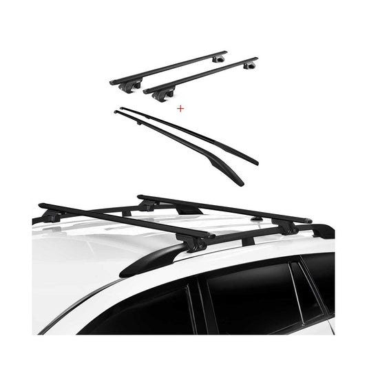Dachreling + Dachträger Satz für Subaru XV 2012-2018 Alu Schwarz 4x OMAC DE
