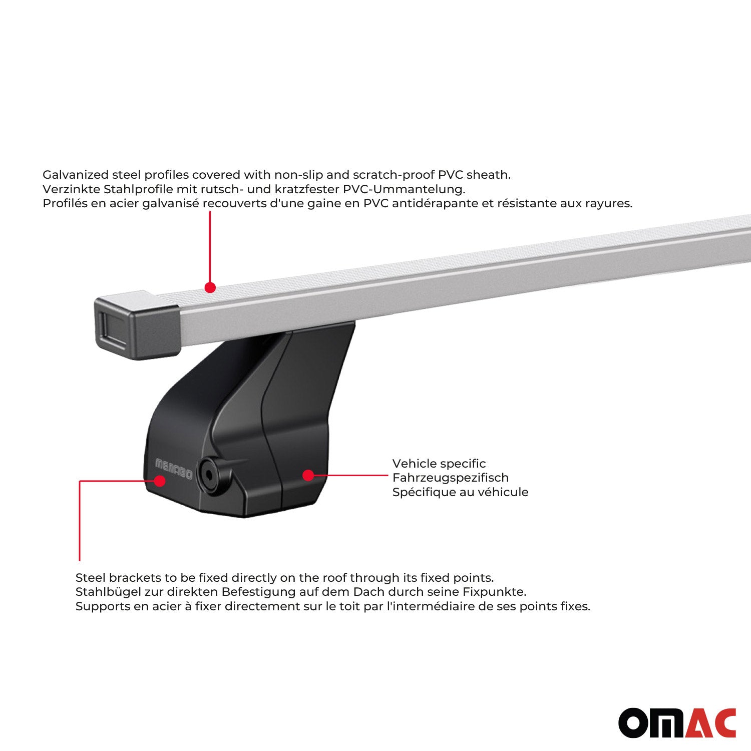 Menabo Dachträger Grundträger für Nissan Kubistar 2003-2009 Stahl Grau 2tlg OMAC DE