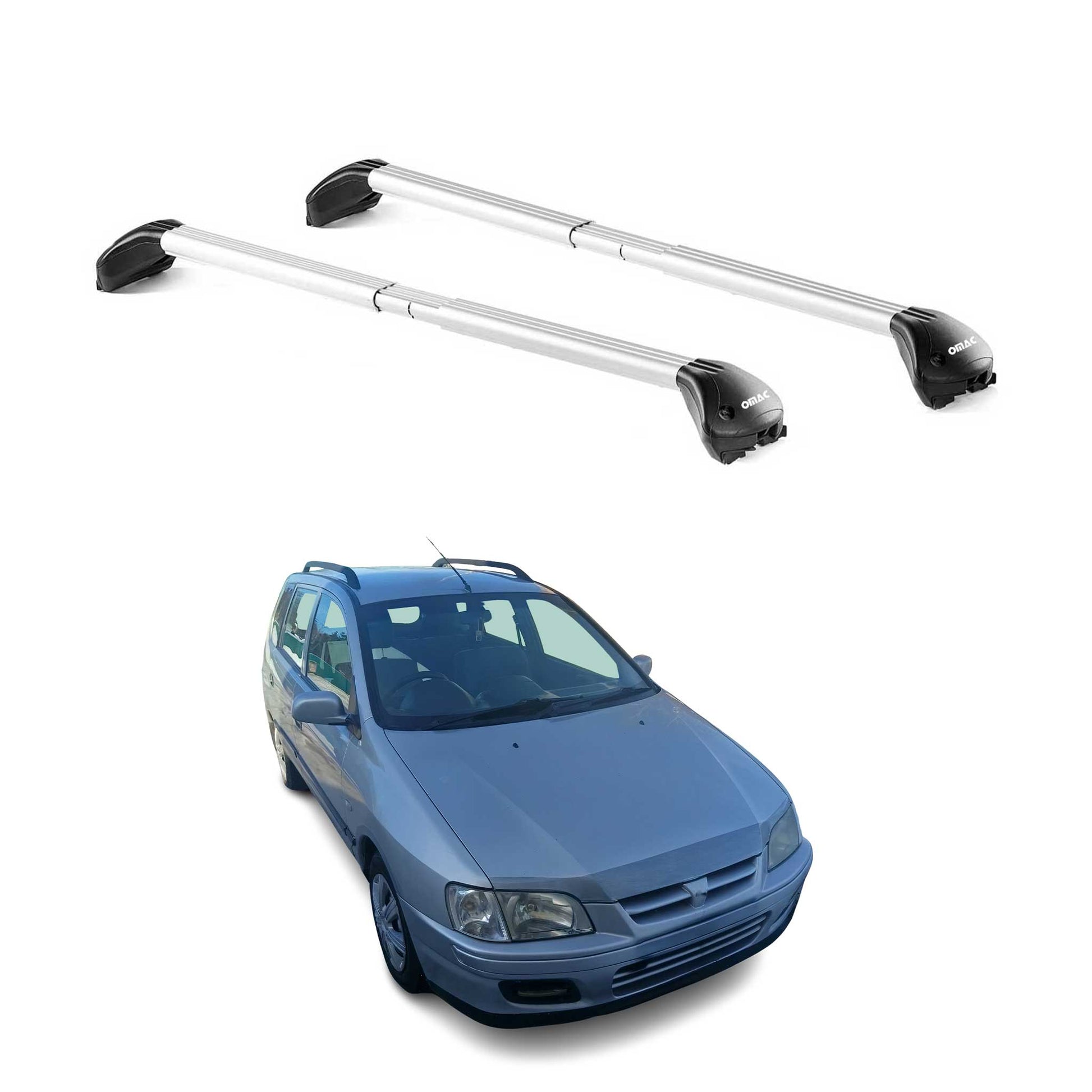 Dachträger für Mitsubishi Space Star mk1 2002-2005 FL 5 tür 100kg Alu ABE Silber OMAC DE