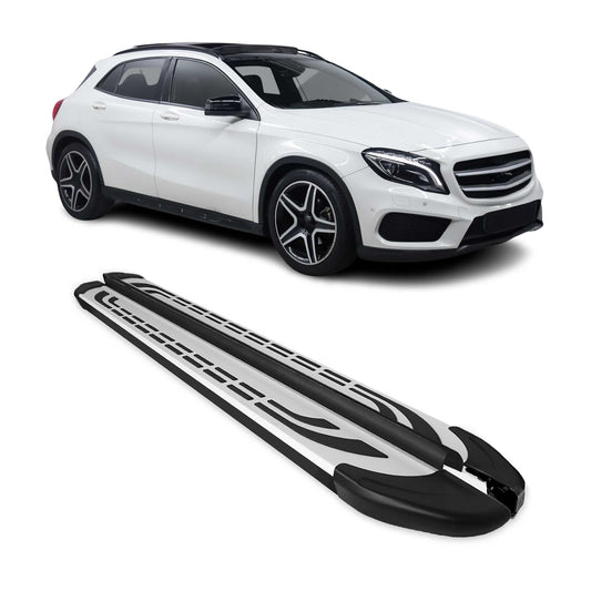 Trittbretter Seitenschweller für Mercedes GLA 2014-2020 Silber Schwarz 2 tlg - autoseifert.com
