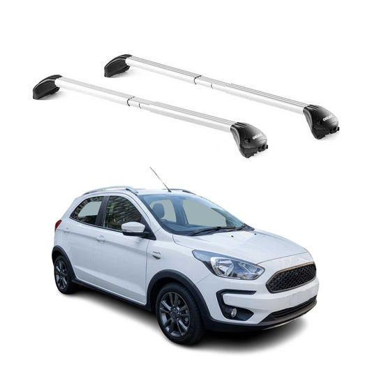 Dachträger Grundtäger für Ford Ka+ Active 2018-2020 5 tür 100kg Alu Grau 2x ABE OMAC DE