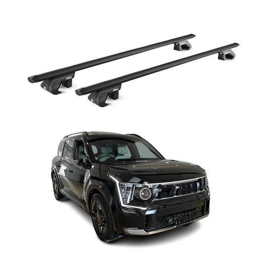 Dachträger Grundtäger für Kia EV9 2023-2025 90kg Aluminium Schwarz 2 tlg ABE OMAC DE