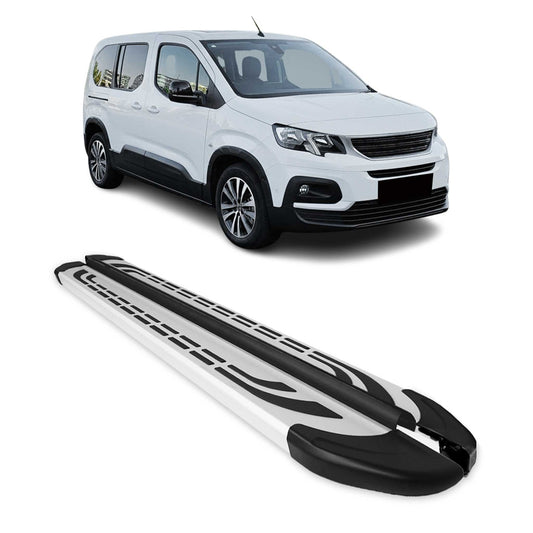 Trittbretter Seitenschweller für Peugeot Rifter 2019-2025 L2 Silber 2 tlg