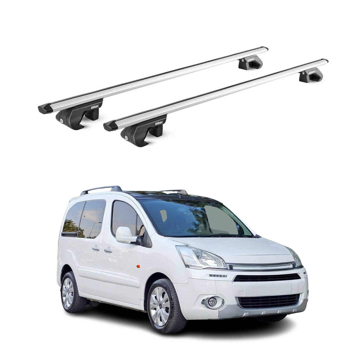 Dachträger Grundtäger für Citroen Berlingo 2008-2018 90kg Alu Silber 2 tlg ABE OMAC DE